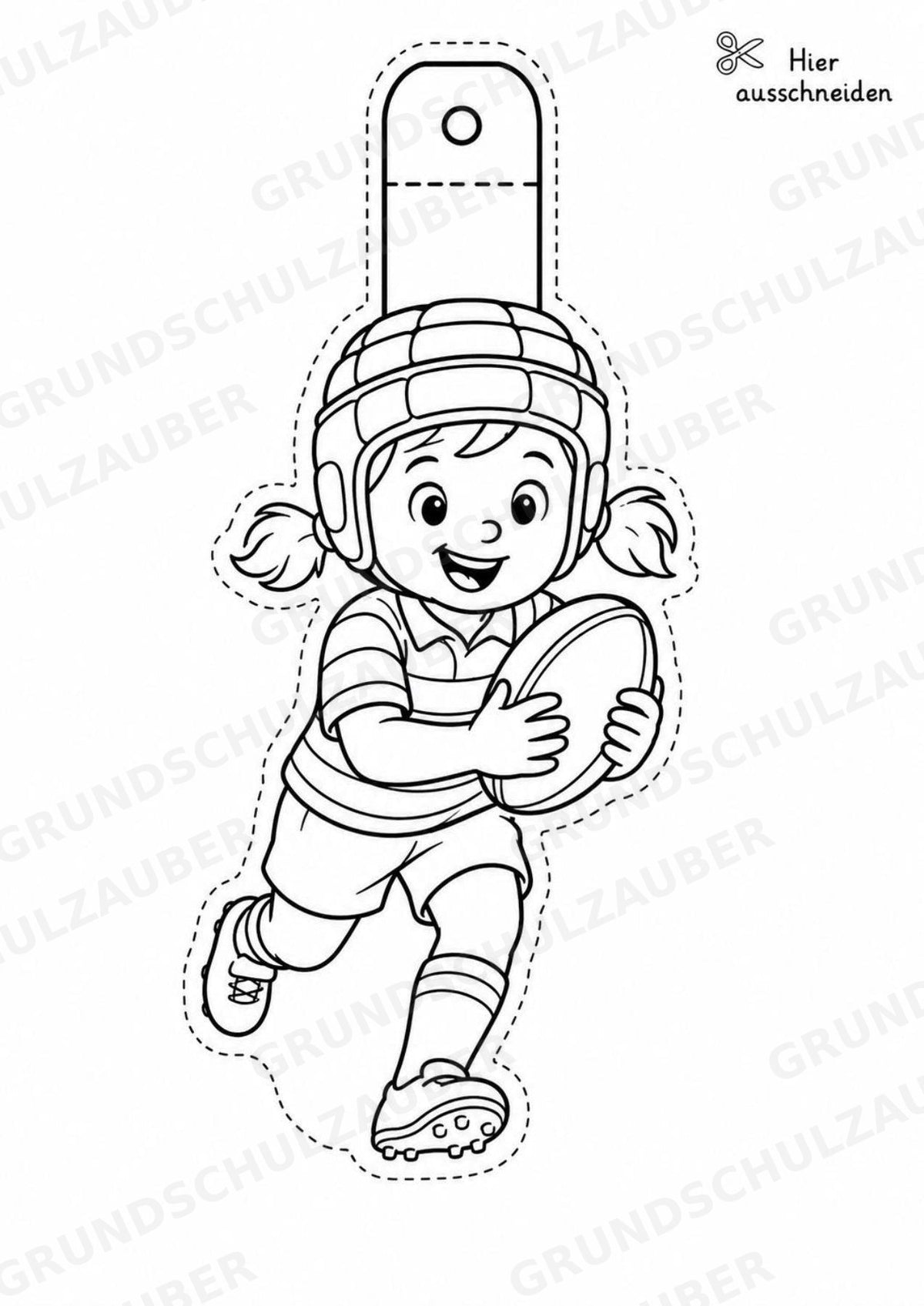 Rugby – Fensterdeko – Basteln – Ausmalbild – Ausschneiden – 15 Vorlagen – Materialseite 16