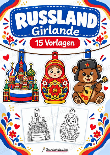Russland – Fensterdeko – Basteln – Ausmalbild – Ausschneiden – 15 Vorlagen – Cover
