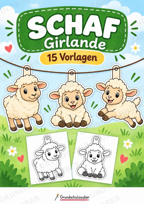 Schaf – Fensterdeko – Basteln – Ausmalbild – Ausschneiden – 15 Vorlagen – Cover