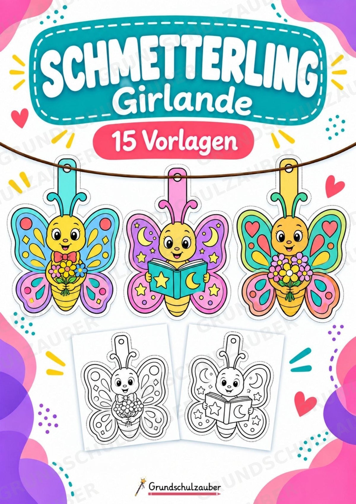 Schmetterling – Fensterdeko – Basteln – Ausmalbild – Ausschneiden – 15 Vorlagen – Cover