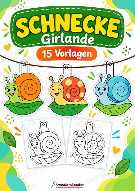 Schnecke – Fensterdeko – Basteln – Ausmalbild – Ausschneiden – 15 Vorlagen – Cover