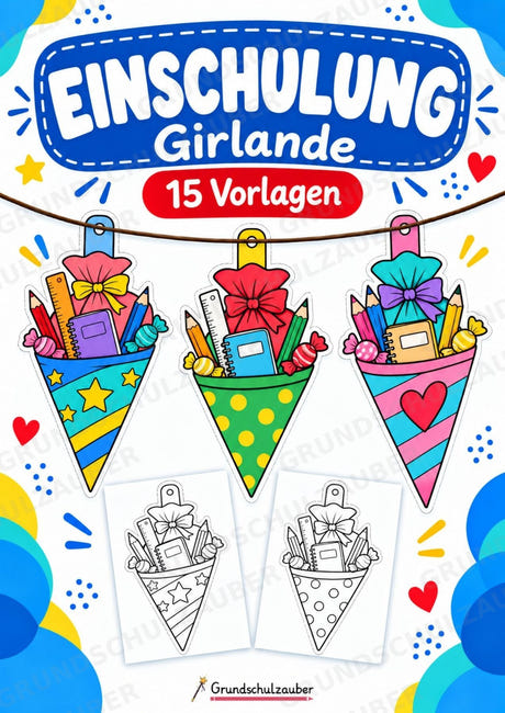 Schulstart und Einschulung – Fensterdeko – Basteln – Ausmalbild – Ausschneiden – 15 Vorlagen – Cover