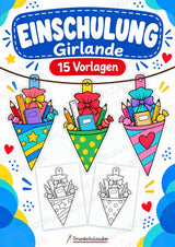 Schulstart und Einschulung – Fensterdeko – Basteln – Ausmalbild – Ausschneiden – 15 Vorlagen – Cover
