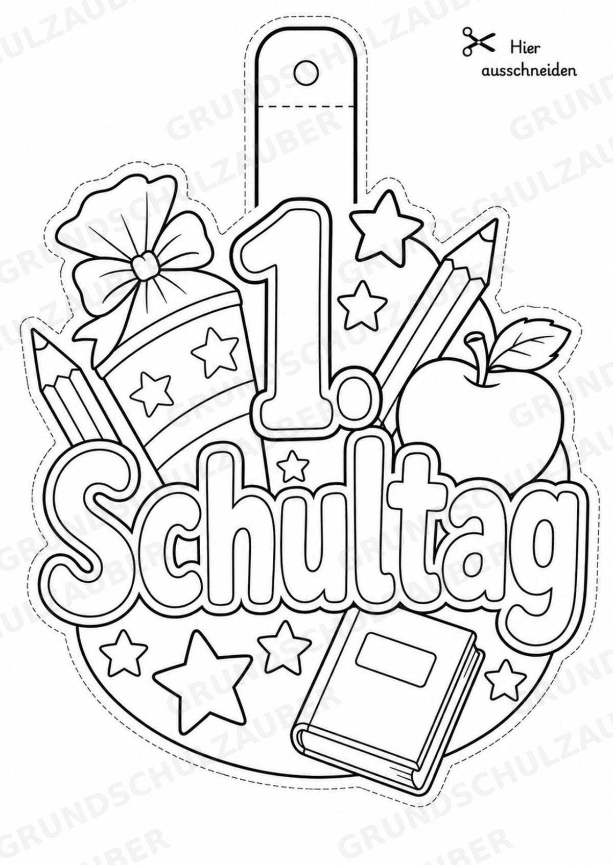Schulstart und Einschulung – Fensterdeko – Basteln – Ausmalbild – Ausschneiden – 15 Vorlagen – Materialseite 16