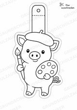 Schwein – Fensterdeko – Basteln – Ausmalbild – Ausschneiden – 15 Vorlagen – Materialseite 6