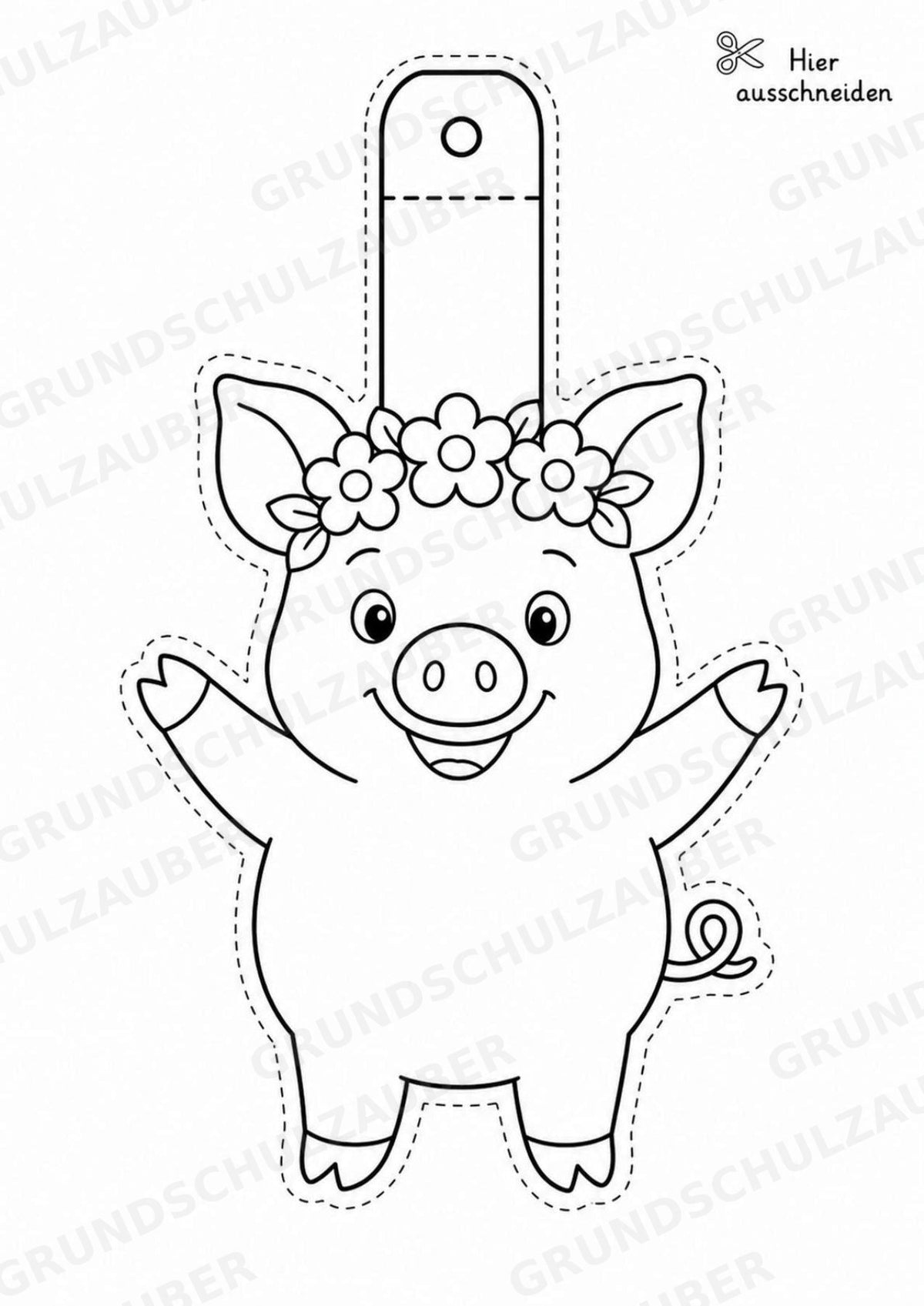 Schwein – Fensterdeko – Basteln – Ausmalbild – Ausschneiden – 15 Vorlagen – Materialseite 12