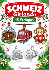 Schweiz – Fensterdeko – Basteln – Ausmalbild – Ausschneiden – 15 Vorlagen – Cover