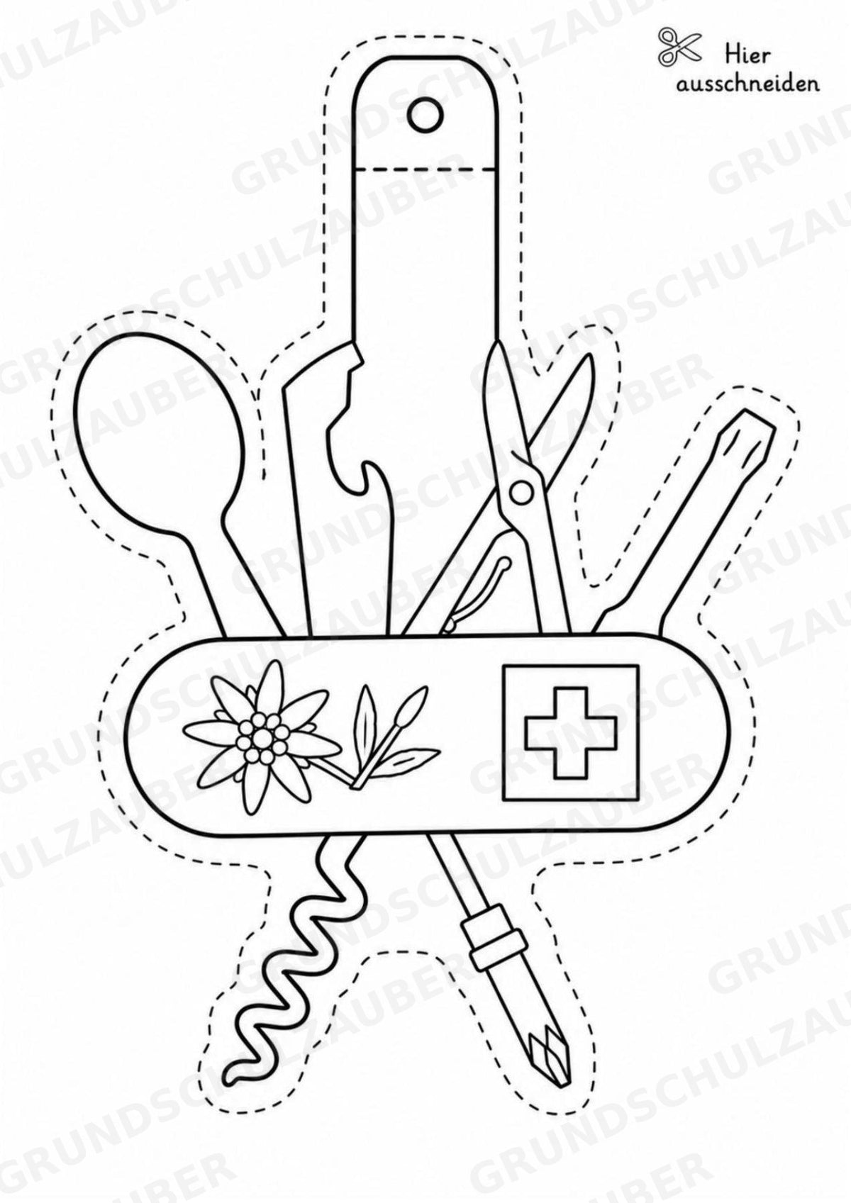 Schweiz – Fensterdeko – Basteln – Ausmalbild – Ausschneiden – 15 Vorlagen – Materialseite 9