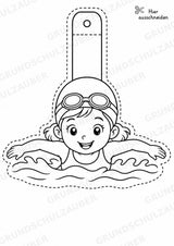 Schwimmen – Fensterdeko – Basteln – Ausmalbild – Ausschneiden – 15 Vorlagen – Materialseite 9