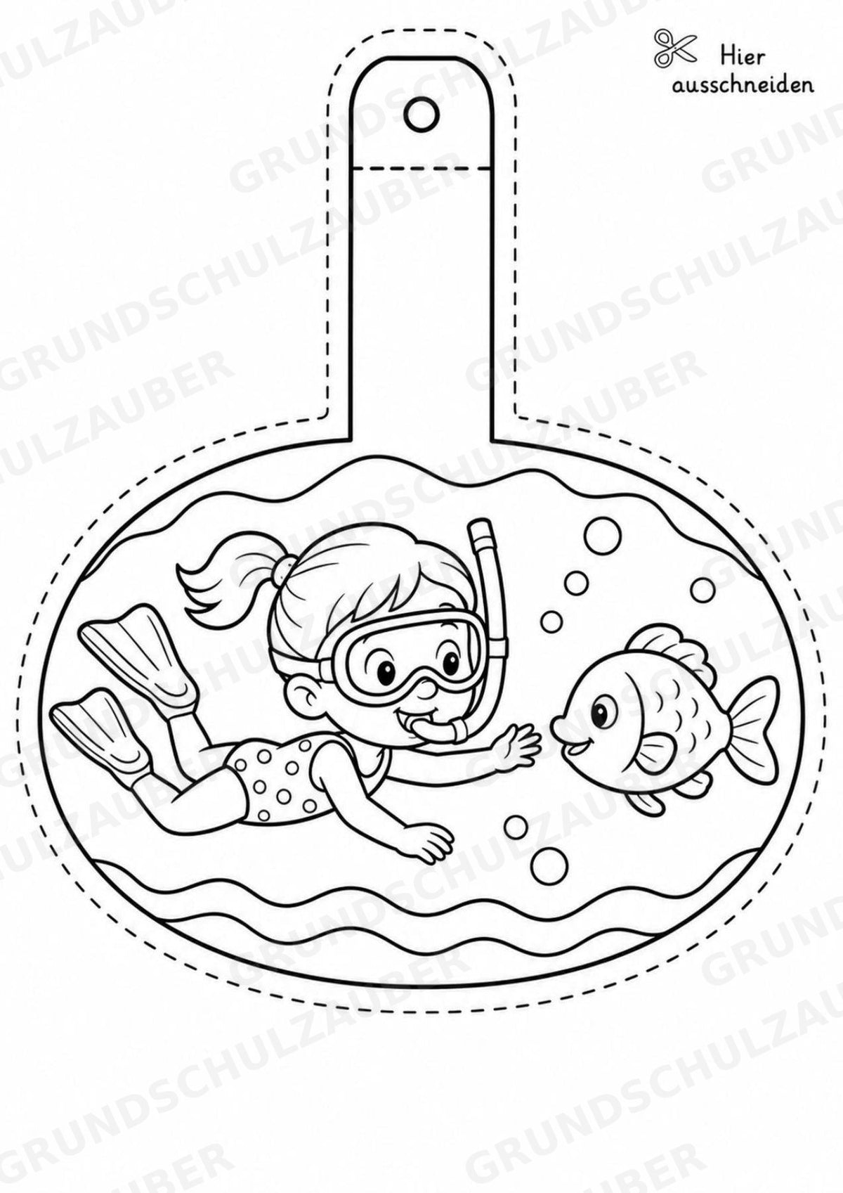 Schwimmen – Fensterdeko – Basteln – Ausmalbild – Ausschneiden – 15 Vorlagen – Materialseite 11