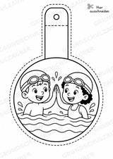 Schwimmen – Fensterdeko – Basteln – Ausmalbild – Ausschneiden – 15 Vorlagen – Materialseite 12