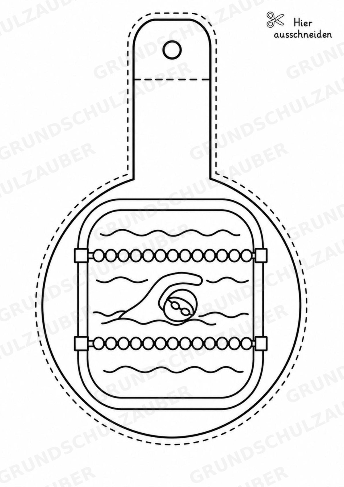 Schwimmen – Fensterdeko – Basteln – Ausmalbild – Ausschneiden – 15 Vorlagen – Materialseite 14