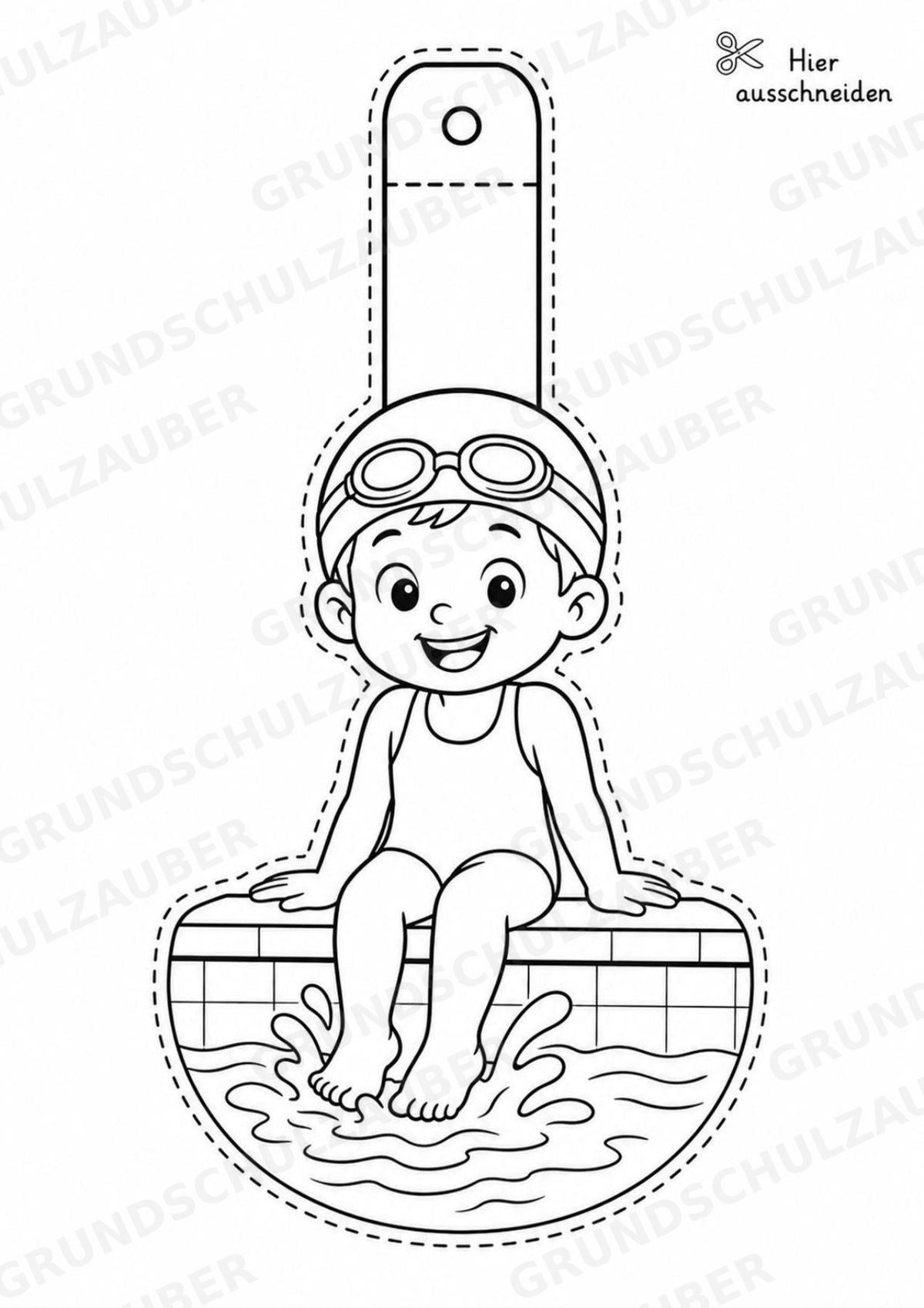 Schwimmen – Fensterdeko – Basteln – Ausmalbild – Ausschneiden – 15 Vorlagen – Materialseite 16