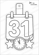 Silvester – Fensterdeko – Basteln – Ausmalbild – Ausschneiden – 15 Vorlagen – Materialseite 5