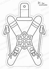 Skifahren – Fensterdeko – Basteln – Ausmalbild – Ausschneiden – 15 Vorlagen – Materialseite 2