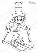 Skifahren – Fensterdeko – Basteln – Ausmalbild – Ausschneiden – 15 Vorlagen – Materialseite 3