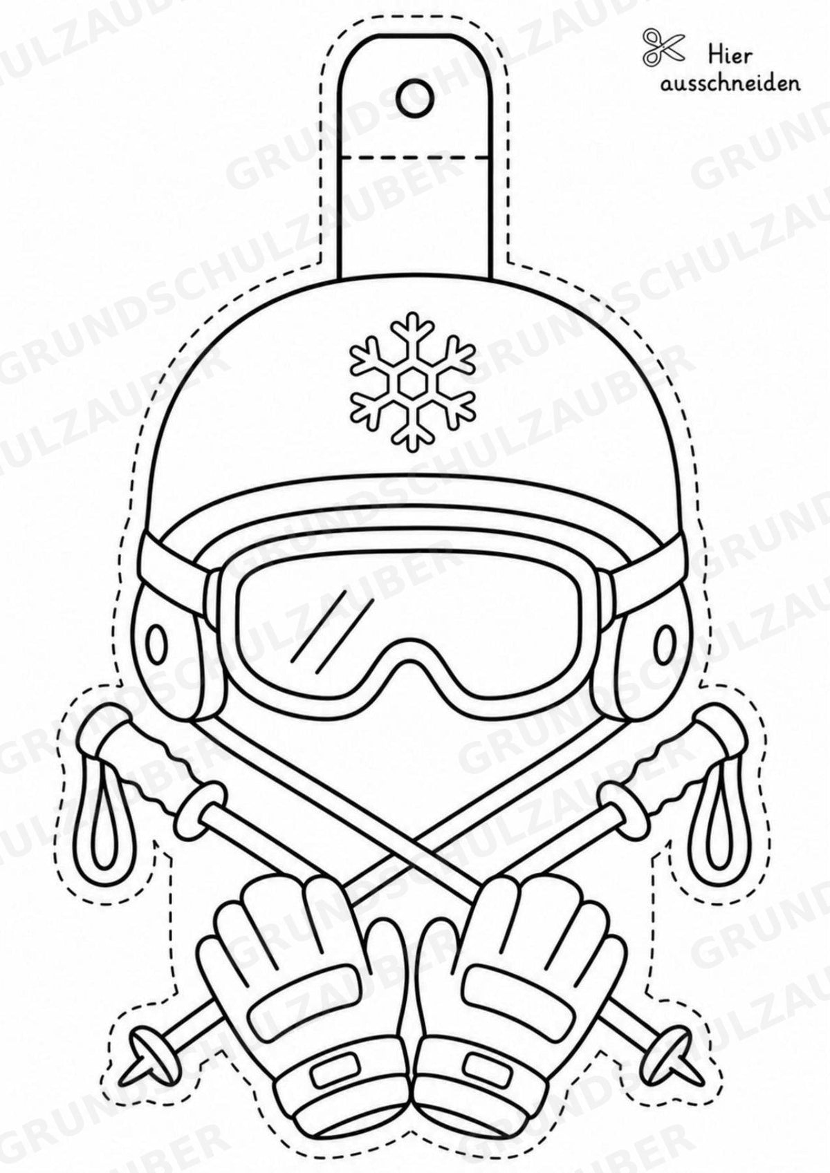 Skifahren – Fensterdeko – Basteln – Ausmalbild – Ausschneiden – 15 Vorlagen – Materialseite 4