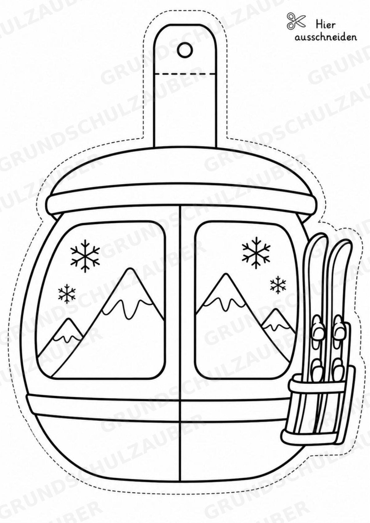 Skifahren – Fensterdeko – Basteln – Ausmalbild – Ausschneiden – 15 Vorlagen – Materialseite 7