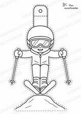 Skifahren – Fensterdeko – Basteln – Ausmalbild – Ausschneiden – 15 Vorlagen – Materialseite 9