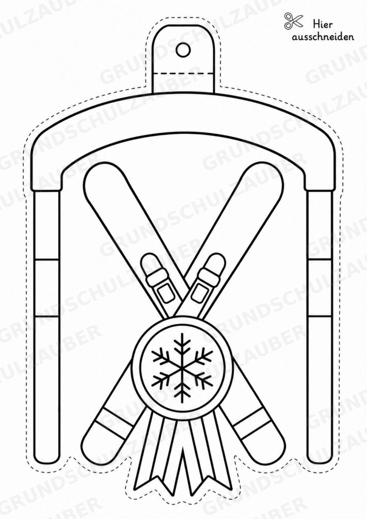 Skifahren – Fensterdeko – Basteln – Ausmalbild – Ausschneiden – 15 Vorlagen – Materialseite 10