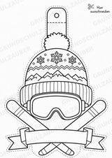 Skifahren – Fensterdeko – Basteln – Ausmalbild – Ausschneiden – 15 Vorlagen – Materialseite 16