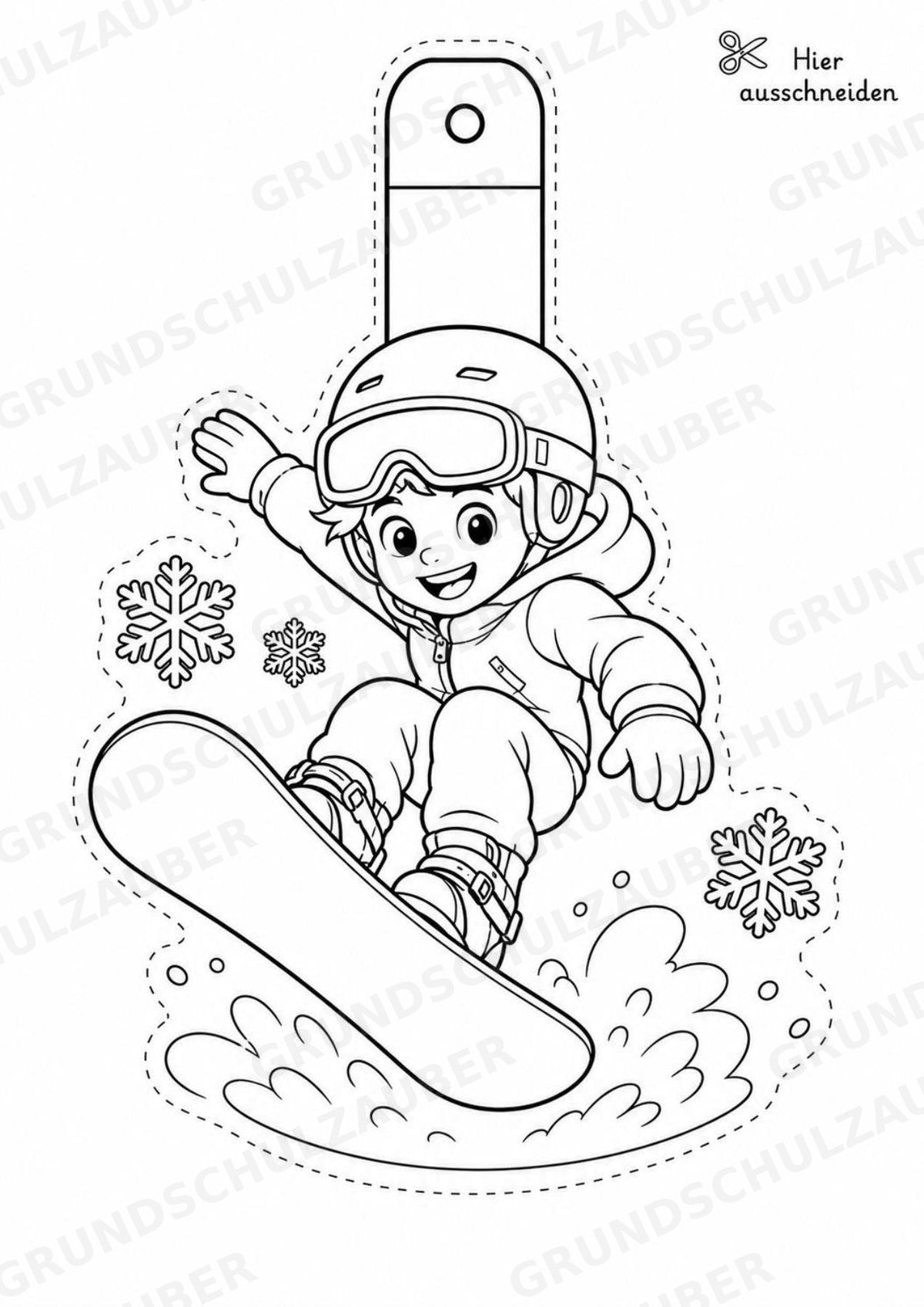 Snowboard – Fensterdeko – Basteln – Ausmalbild – Ausschneiden – 15 Vorlagen – Materialseite 2