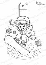 Snowboard – Fensterdeko – Basteln – Ausmalbild – Ausschneiden – 15 Vorlagen – Materialseite 2