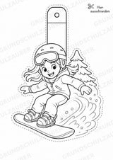 Snowboard – Fensterdeko – Basteln – Ausmalbild – Ausschneiden – 15 Vorlagen – Materialseite 4