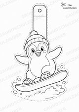 Snowboard – Fensterdeko – Basteln – Ausmalbild – Ausschneiden – 15 Vorlagen – Materialseite 5