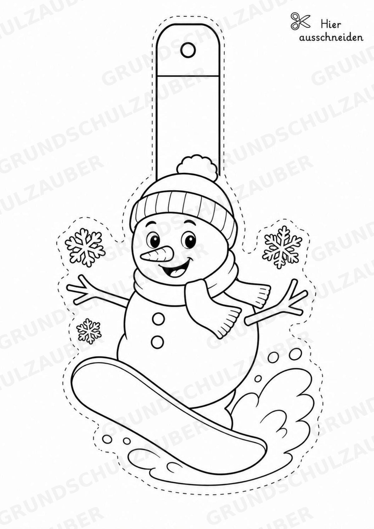 Snowboard – Fensterdeko – Basteln – Ausmalbild – Ausschneiden – 15 Vorlagen – Materialseite 7