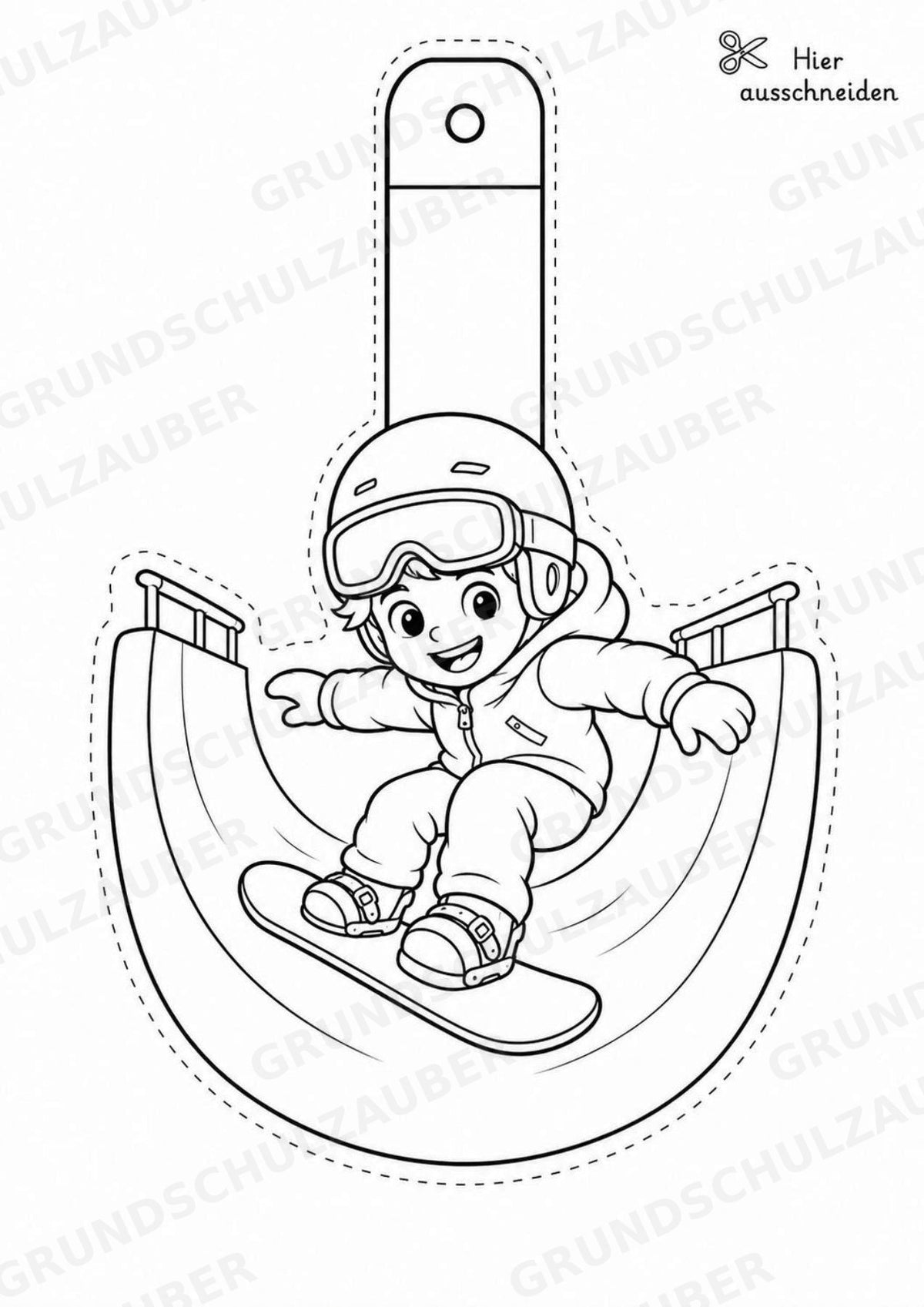 Snowboard – Fensterdeko – Basteln – Ausmalbild – Ausschneiden – 15 Vorlagen – Materialseite 8