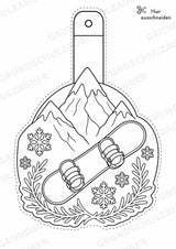 Snowboard – Fensterdeko – Basteln – Ausmalbild – Ausschneiden – 15 Vorlagen – Materialseite 9