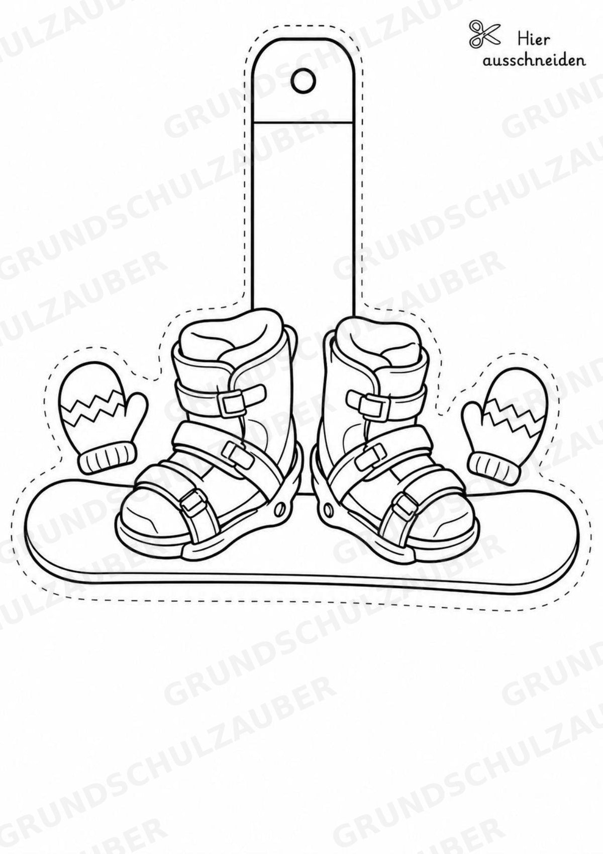 Snowboard – Fensterdeko – Basteln – Ausmalbild – Ausschneiden – 15 Vorlagen – Materialseite 10