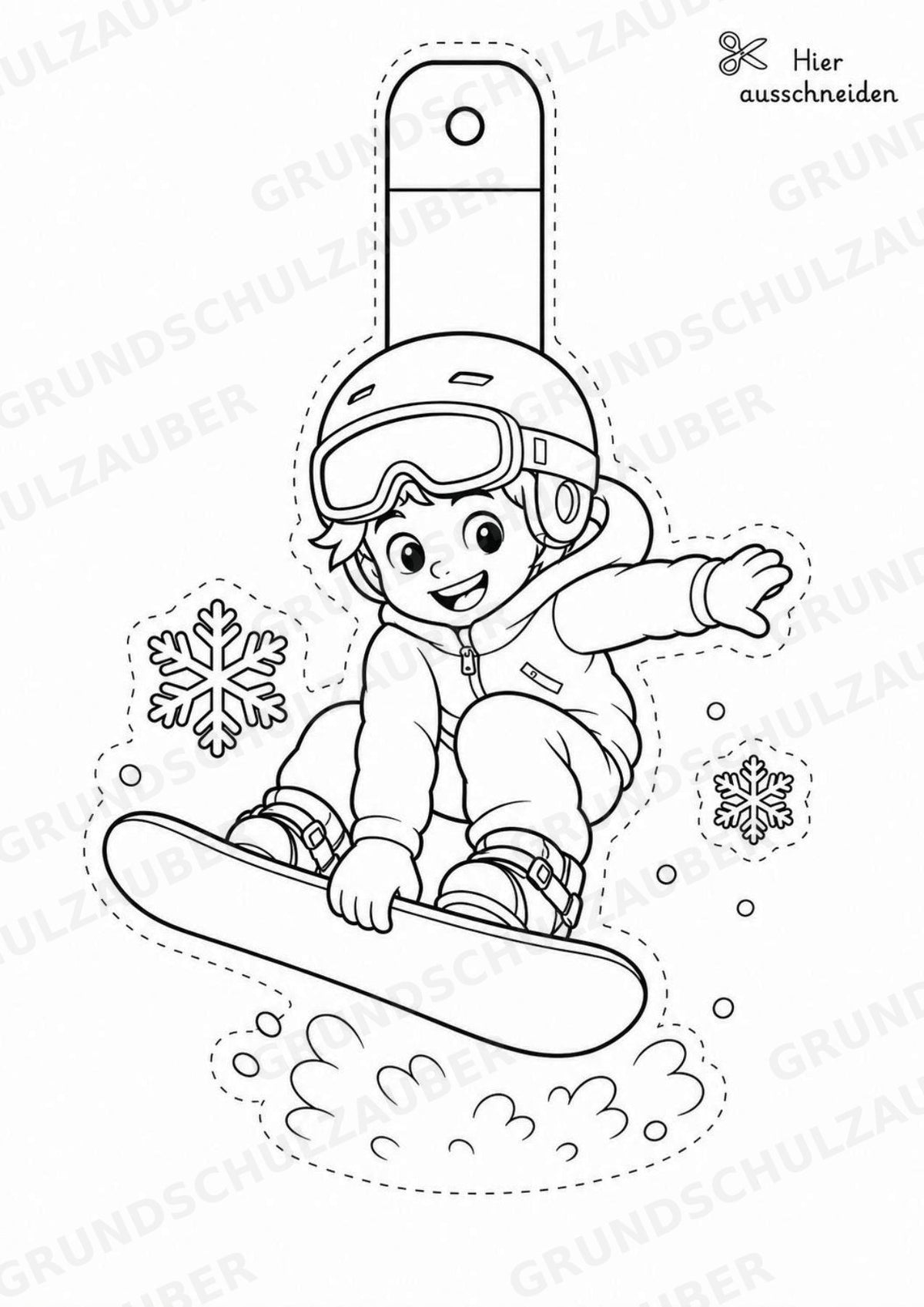 Snowboard – Fensterdeko – Basteln – Ausmalbild – Ausschneiden – 15 Vorlagen – Materialseite 11