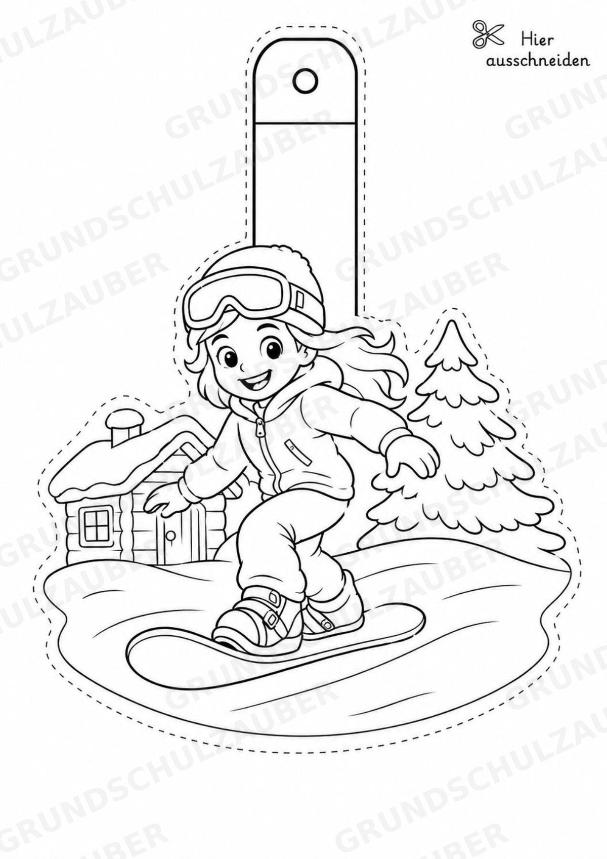 Snowboard – Fensterdeko – Basteln – Ausmalbild – Ausschneiden – 15 Vorlagen – Materialseite 13