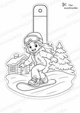 Snowboard – Fensterdeko – Basteln – Ausmalbild – Ausschneiden – 15 Vorlagen – Materialseite 13