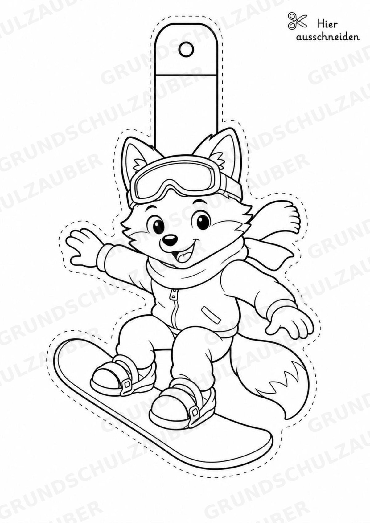 Snowboard – Fensterdeko – Basteln – Ausmalbild – Ausschneiden – 15 Vorlagen – Materialseite 14