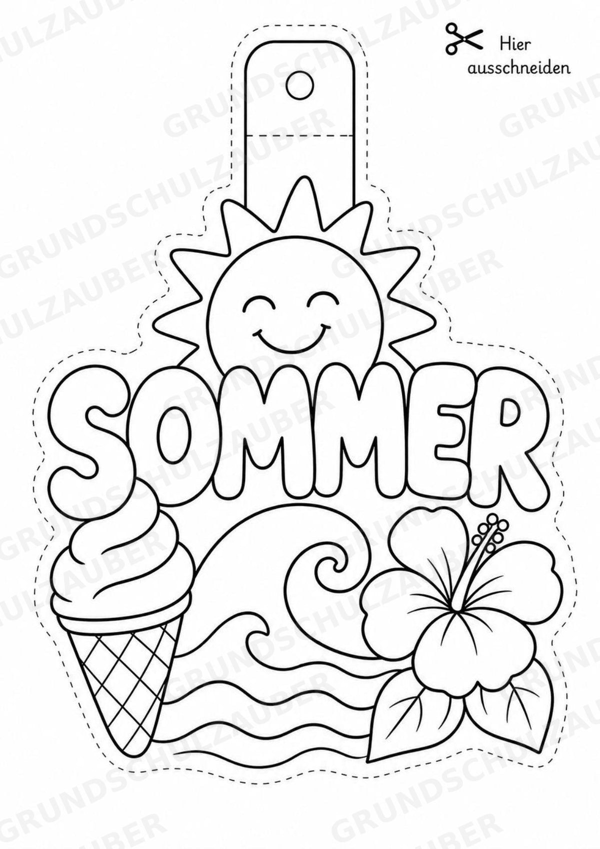 Sommer – Fensterdeko – Basteln – Ausmalbild – Ausschneiden – 15 Vorlagen – Materialseite 16