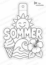 Sommer – Fensterdeko – Basteln – Ausmalbild – Ausschneiden – 15 Vorlagen – Materialseite 16