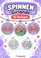 Spinnen – Fensterdeko – Basteln – Ausmalbild – Ausschneiden – 15 Vorlagen – Cover