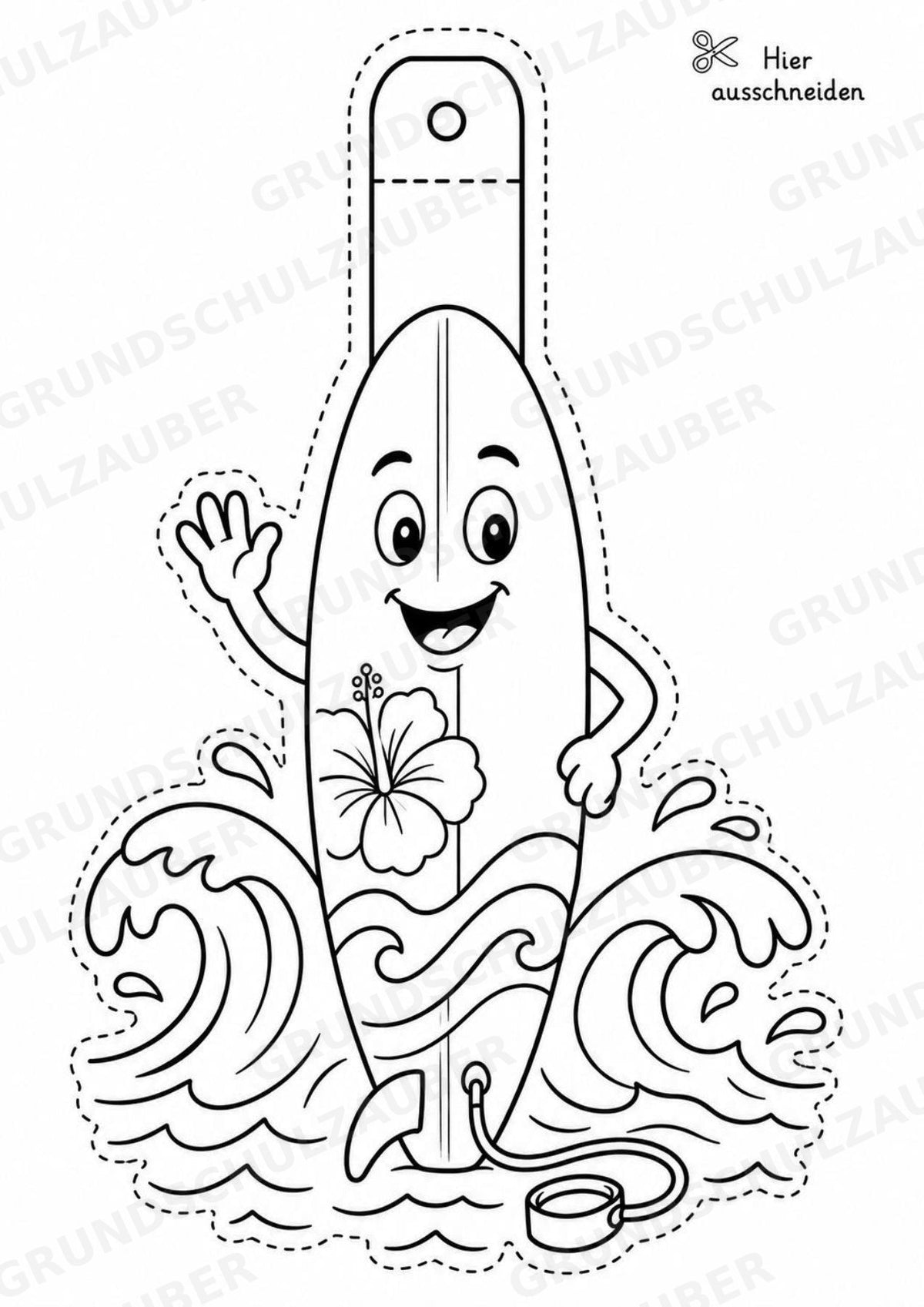 Surfen – Fensterdeko – Basteln – Ausmalbild – Ausschneiden – 15 Vorlagen – Materialseite 2