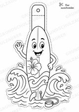 Surfen – Fensterdeko – Basteln – Ausmalbild – Ausschneiden – 15 Vorlagen – Materialseite 2