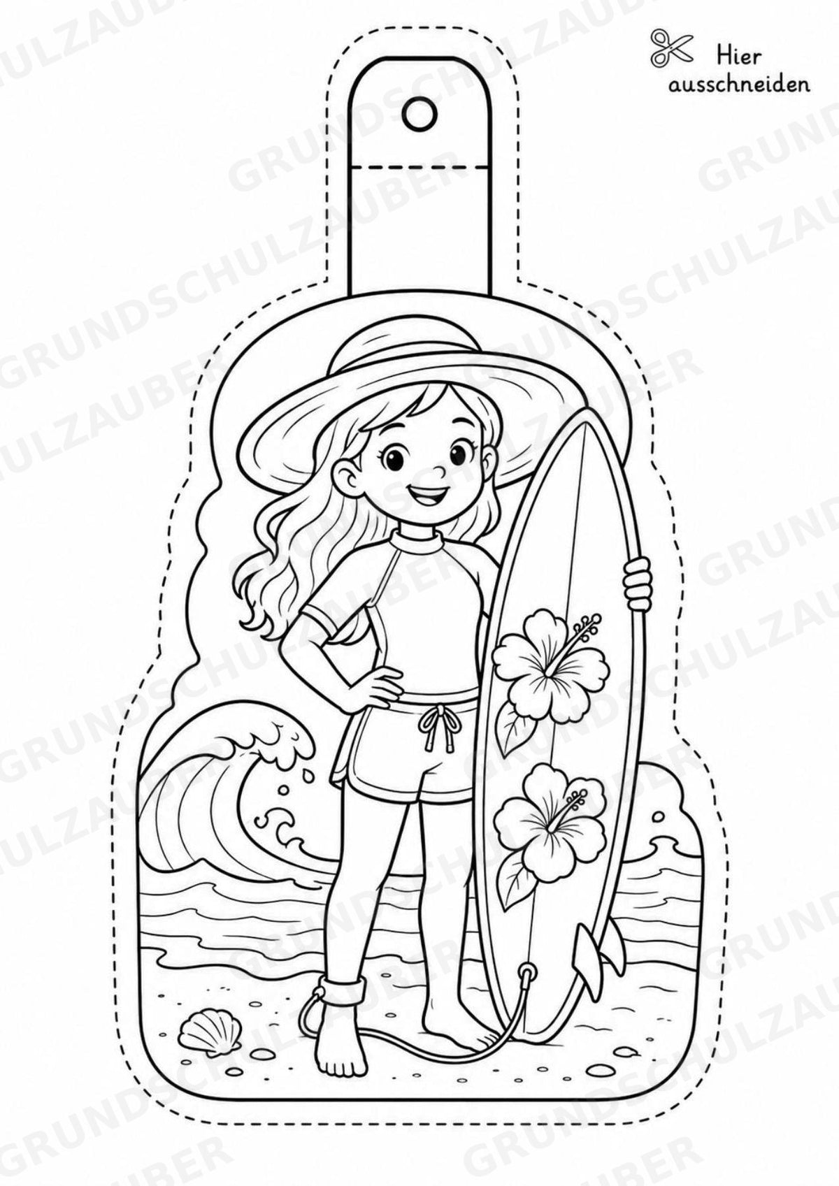 Surfen – Fensterdeko – Basteln – Ausmalbild – Ausschneiden – 15 Vorlagen – Materialseite 4