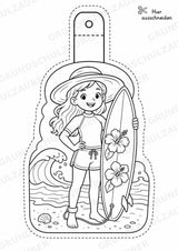 Surfen – Fensterdeko – Basteln – Ausmalbild – Ausschneiden – 15 Vorlagen – Materialseite 4