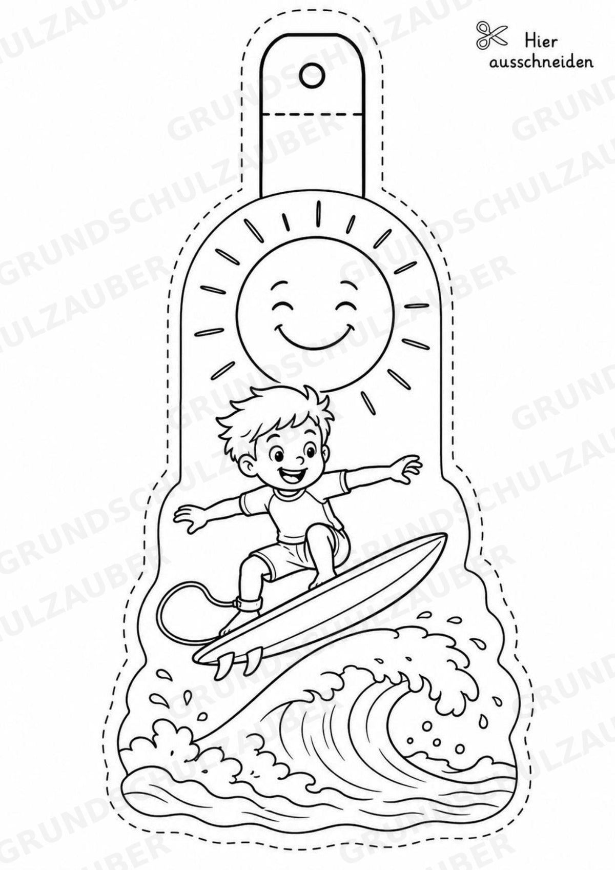 Surfen – Fensterdeko – Basteln – Ausmalbild – Ausschneiden – 15 Vorlagen – Materialseite 5