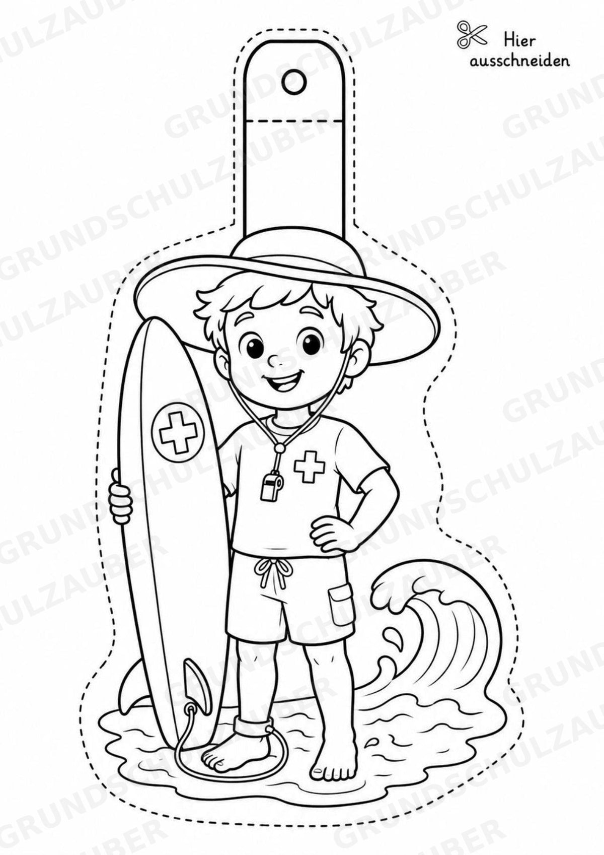 Surfen – Fensterdeko – Basteln – Ausmalbild – Ausschneiden – 15 Vorlagen – Materialseite 8