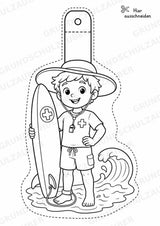Surfen – Fensterdeko – Basteln – Ausmalbild – Ausschneiden – 15 Vorlagen – Materialseite 8