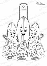 Surfen – Fensterdeko – Basteln – Ausmalbild – Ausschneiden – 15 Vorlagen – Materialseite 9