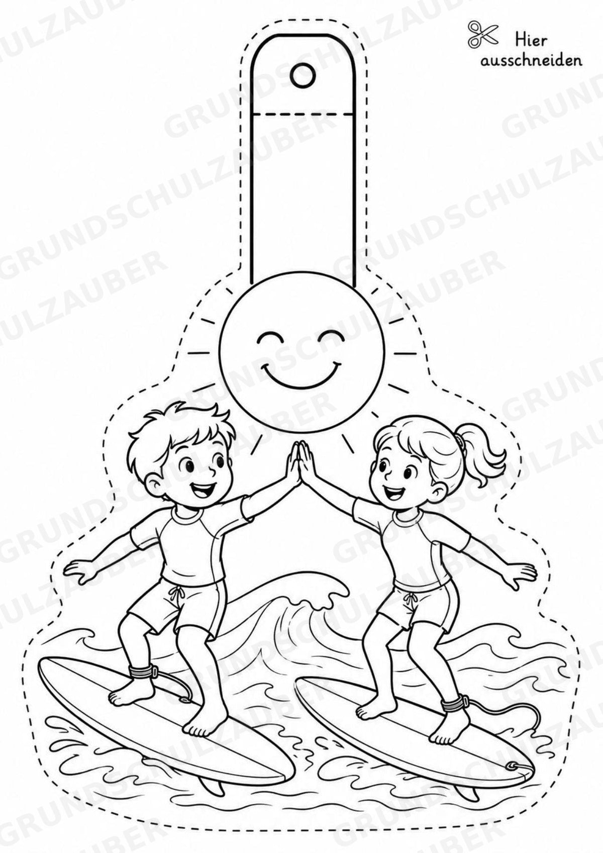 Surfen – Fensterdeko – Basteln – Ausmalbild – Ausschneiden – 15 Vorlagen – Materialseite 13