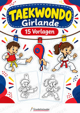 Taekwondo – Fensterdeko – Basteln – Ausmalbild – Ausschneiden – 15 Vorlagen – Cover